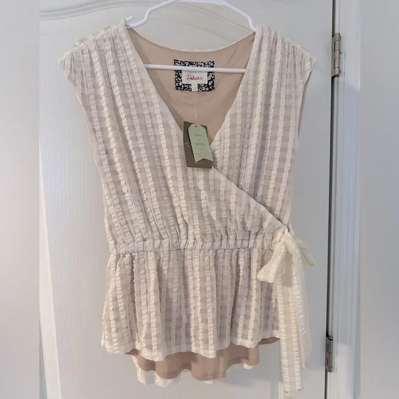 NWT Beautiful Anthropologie Deletta Side Tie Top (white/ivory, size xs/s) - Picture 1 of 7